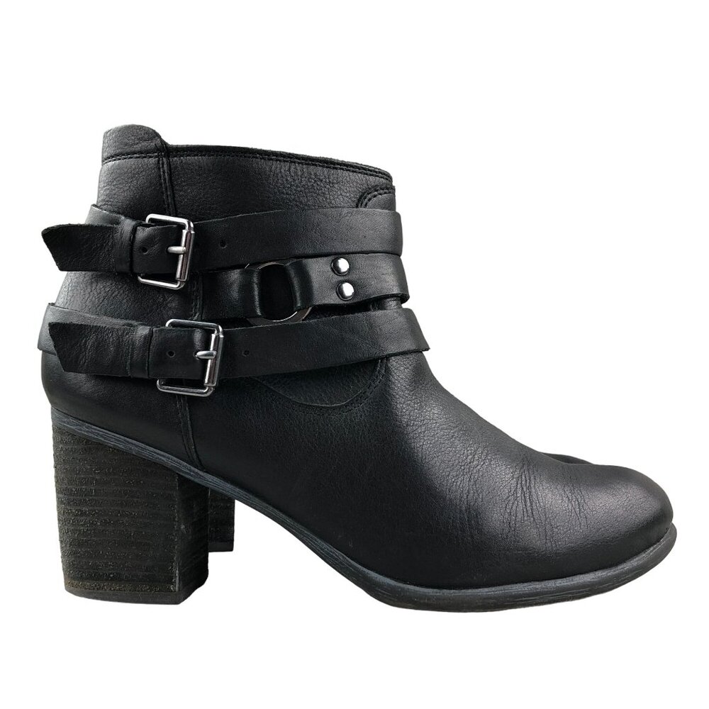 Josef Seibel Women's Size 39 (8-8.5) Britney Black Leather Buckle Ankle Boots